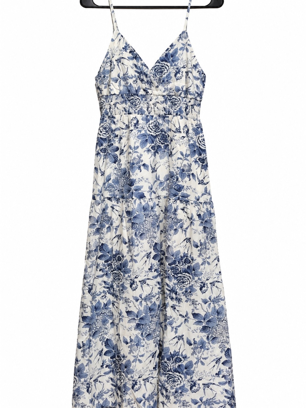 NWT IJOAH Women’s Blue White Floral Maxi Dress Size L Spaghetti Strap Boho